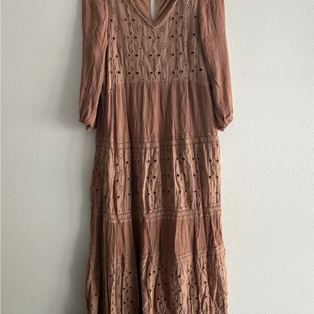 Roolee Dusty Rose Eyelet Maxi Dress